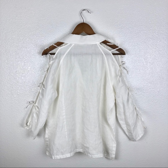 SOLD | Anne Fontaine | White Button Down Linen Top - Picture 7 of 8